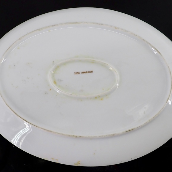 Vtg Japanese Broadway Rose Pattern Fine China Platter Silver Trim Grey on White - Picture 11 of 13